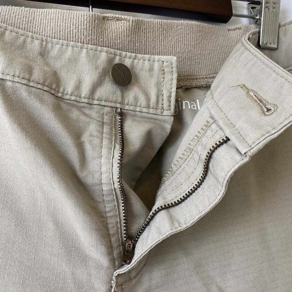 Carhartt Womens Original Fit Smithville Shorts Size 12 Tan Roll Tab Sides Safari - Picture 5 of 12